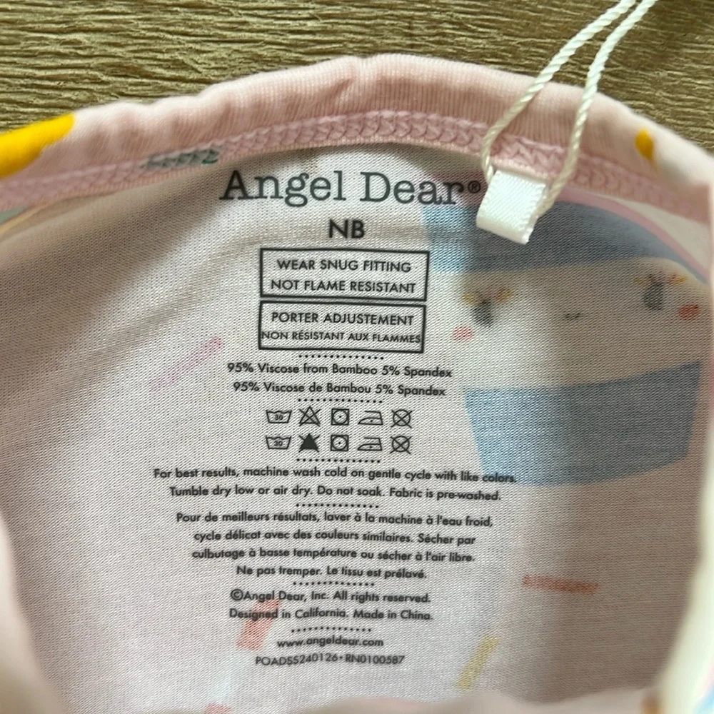 Angel Dear Bamboo Footie Sleeper Send Snacks Pink Newborn - Picture 4 of 4